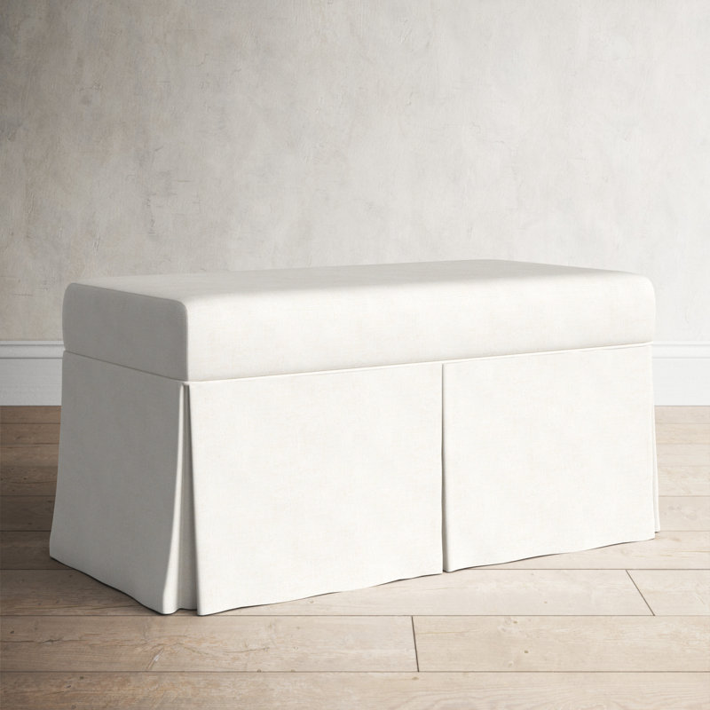 Wyatt Upholstered Storage Bench, Zuma White Textured Linen