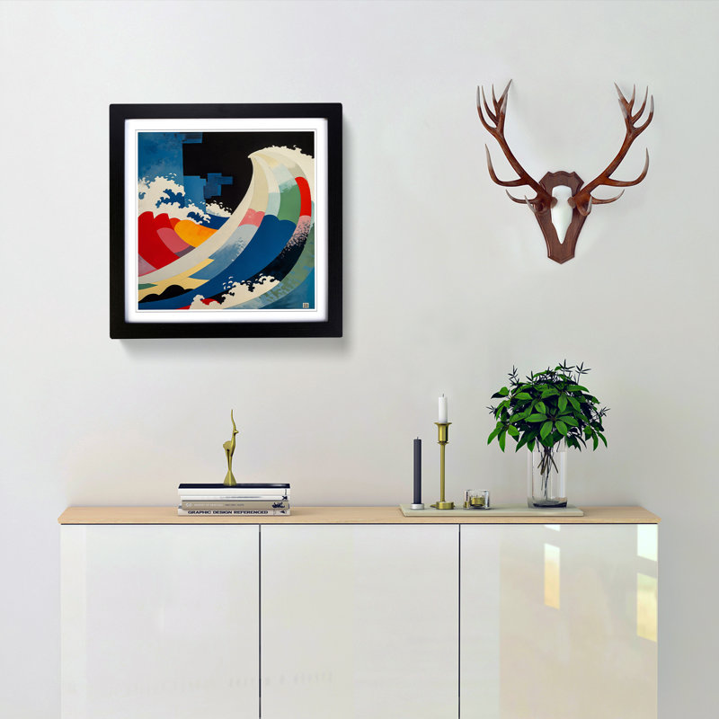 Japanese Wave Suprematism No.2 - Framed Print, Black
