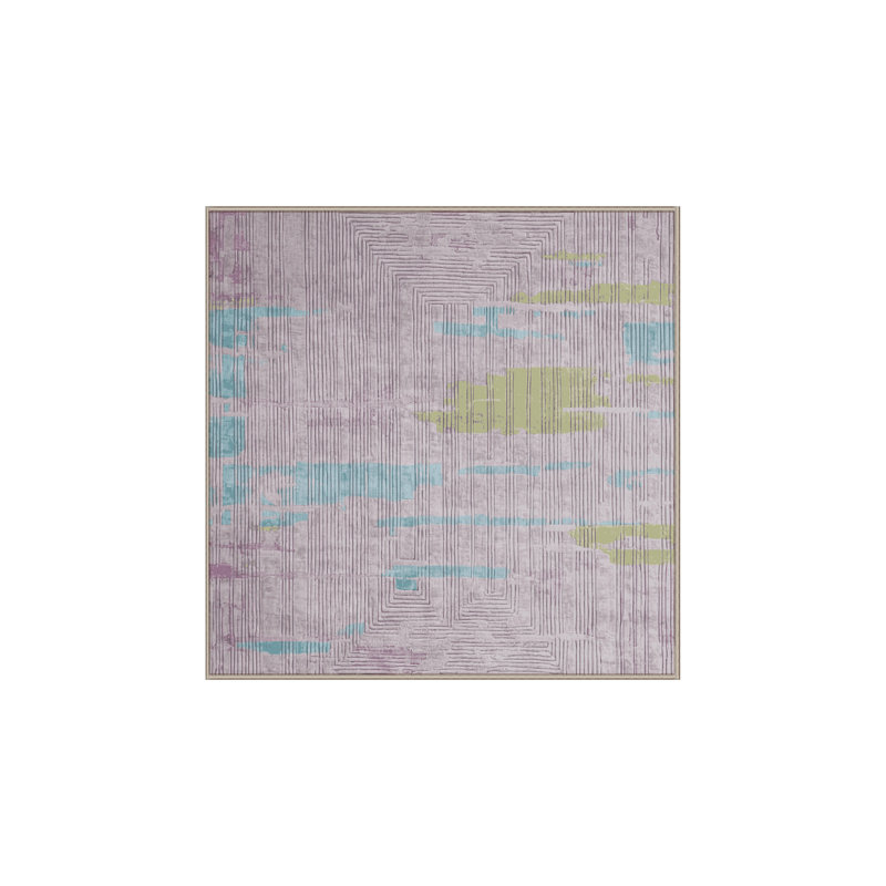 Tapis beige soyeux et moelleux, Carré 5 pi
