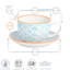 Nicola Spring - Hand-Printed Cappuccino Cup & Saucer - 250ml - Blue-50946706