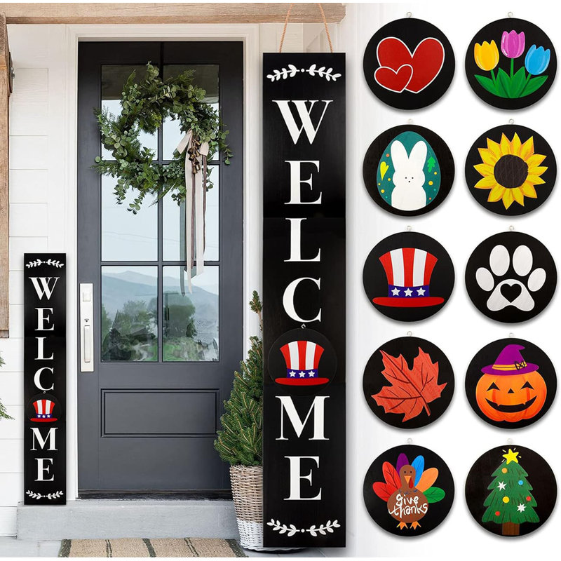 Farmhouse Interchangeable Welcome Decor 47 in. x 7.9 in. by Wooden Wall Art
