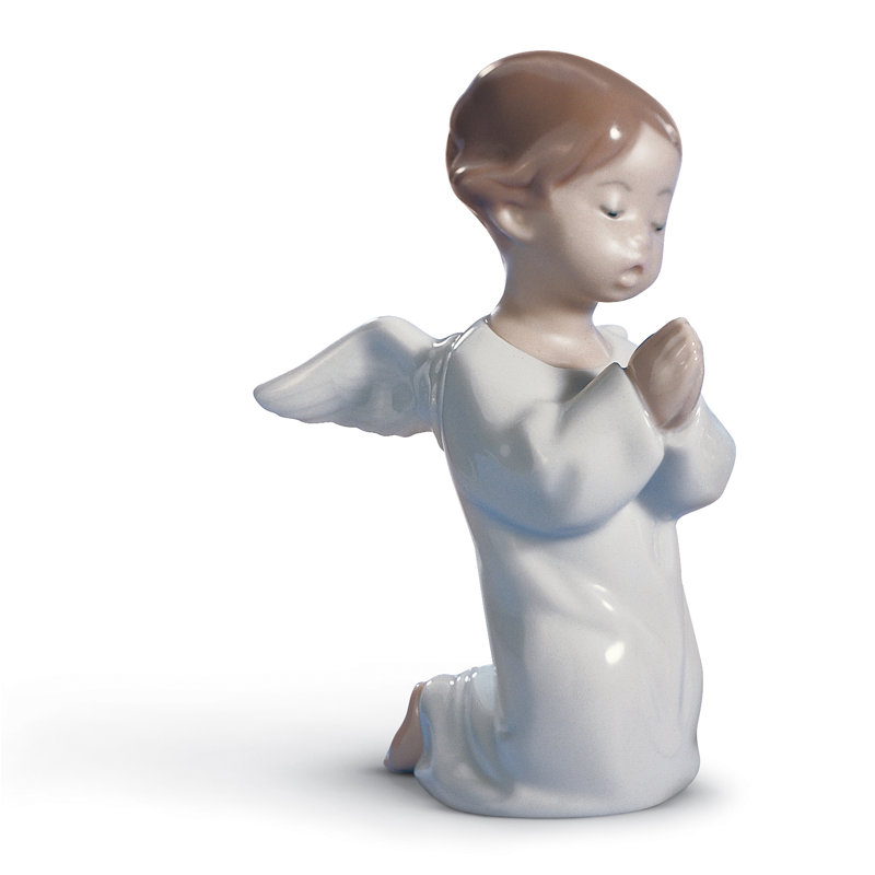 Serene Angel Praying Porcelain Sculpture