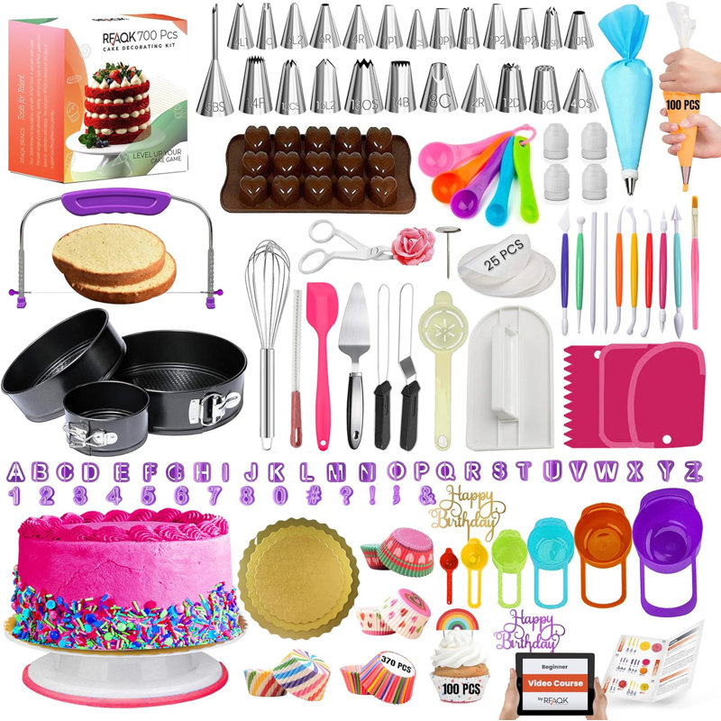 Ensemble de décoration de gâteaux avec des accessoires de cuisson - Platine à gâteaux pour décorer avec des moules