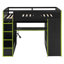 Full Size Wood Loft Bed With Desk,Wardrobe,Ample Storage Space,And RGB LED Light