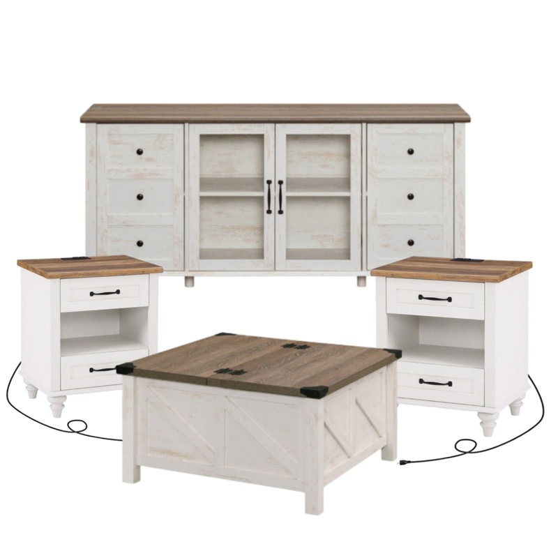 Allyssa 4 Piece Farmhouse Coffee Table Set