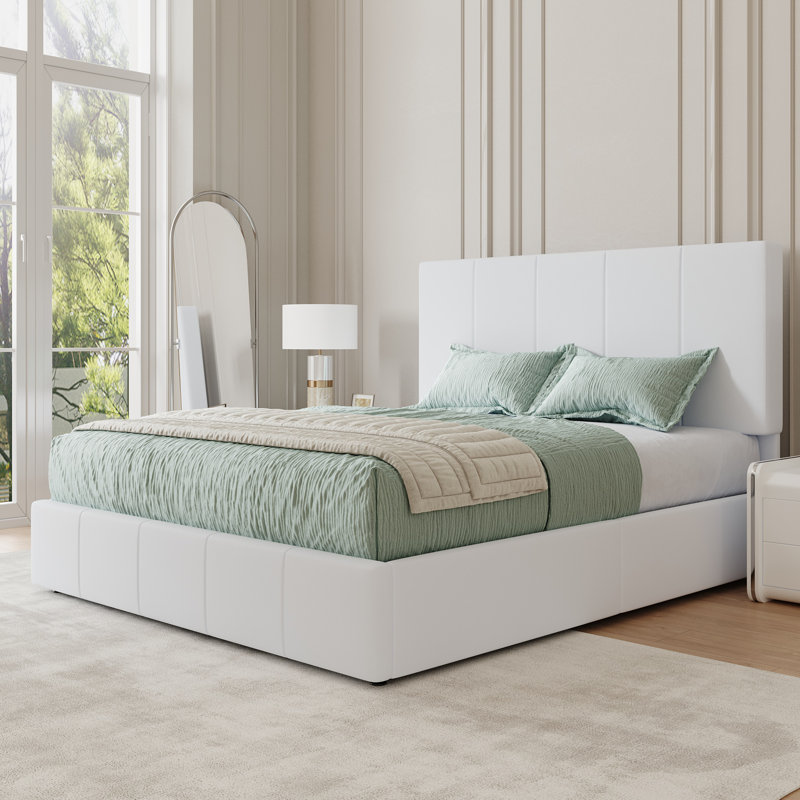 Lit plateforme entièrement rembourré, lit en velours moderne avec tête de lit capitonnée, conception sans poussière, grand / double / très grand