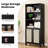 Tall Bookcase With Rattan Doors,5 Tier Storage Wood Shelves Large Bookshelf For Library Living Room Bedroom Home Office-1301762733