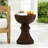 16" Concrete Garden Side Table With Ribs, Shape, Exterior Outdoor Table, Ribbed Design, , Natural Appeal