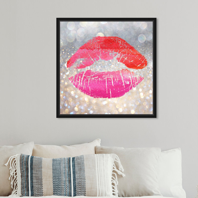 Marilyn's Kiss - Impression sur toile, H 20 po x l 20 po, Cadre noir