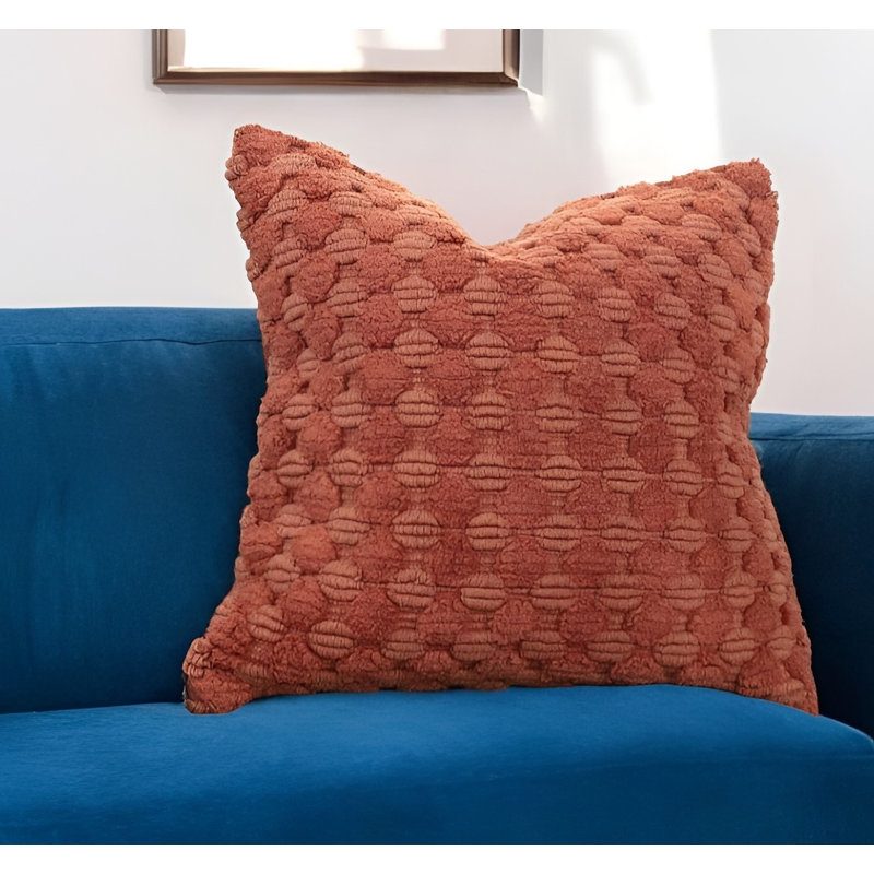 20" Terra Cotta Cotton Throw Pillow With Texture