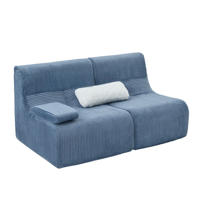 Canapé modulaire moderne 63,7 po, Corduroy+Blue