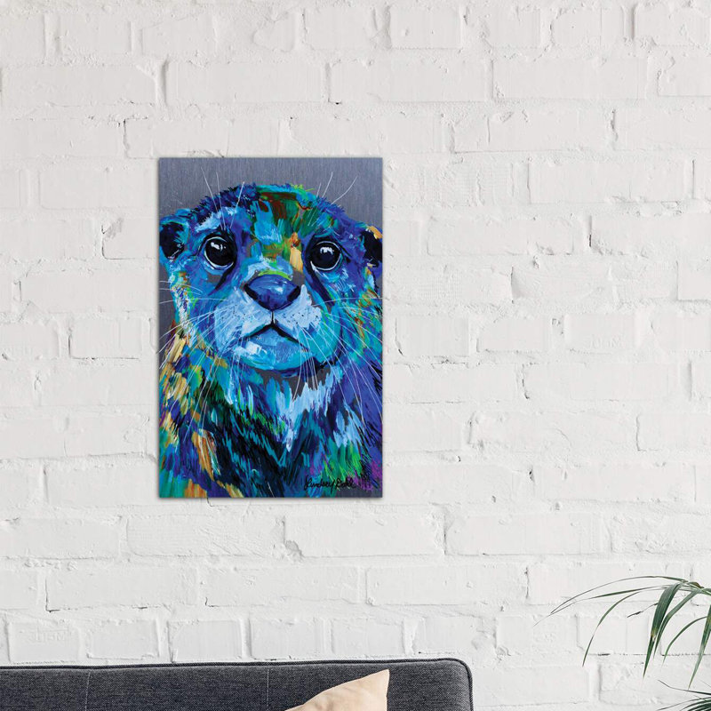 Otter 1 Piece Painting on Canvas, 20.32 cm H x 30.48 cm W, No Frame