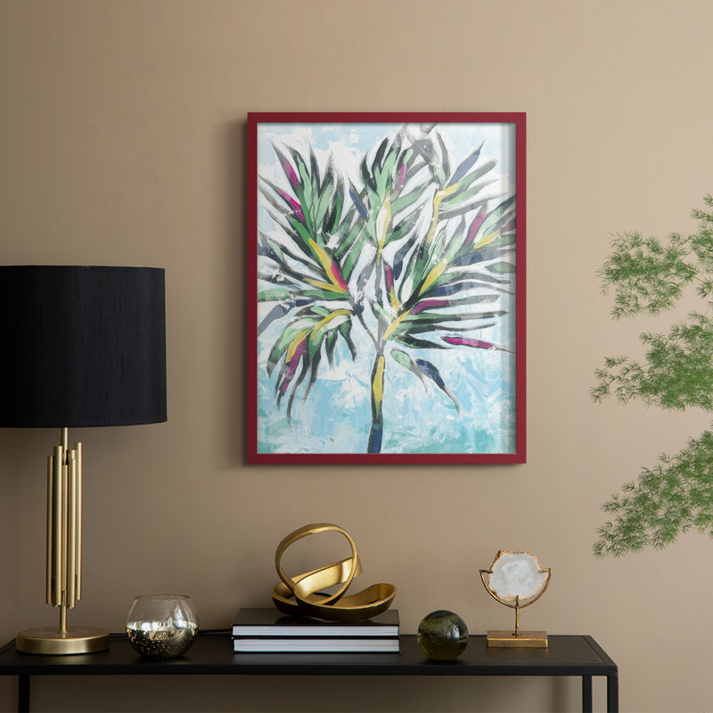 «Candy Palm Fresco II», reproduction encadrée - bois massif, H 11 po x l 9 po, Red