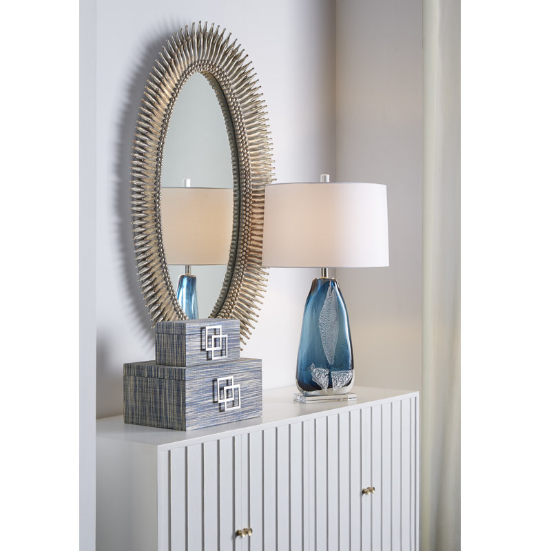 Lucius 46" Oval Antique Silver Leaf Wall Mirror