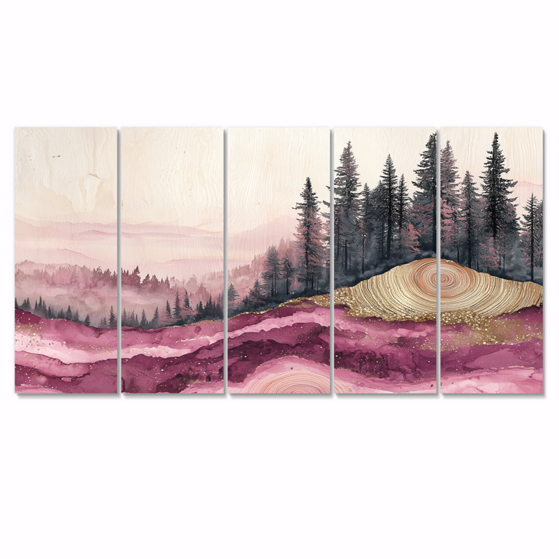 Ruby Crystal Lake Into The Pine Forest II - Lake Wall Decor - art mural maison de Lake Ho, H 28 po x l 60 po, 5