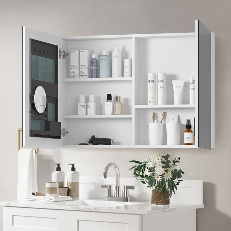 W 26'' H Medicine Cabinet Mirror 5 Fixed, 26" H x 36" W x 4.8" D