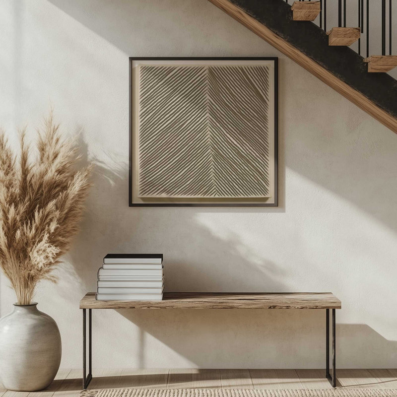 Illusion linéaire moderne IV, H 17,75 po x l 17,75 po, Cadre simple brossé doré