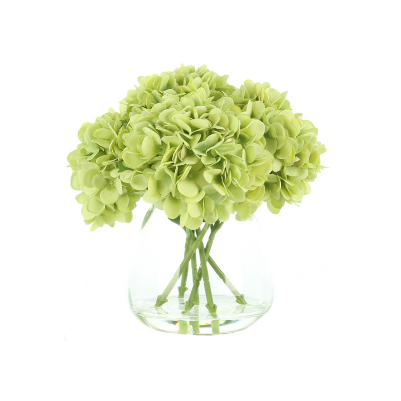 Hortensias en vase, Vert