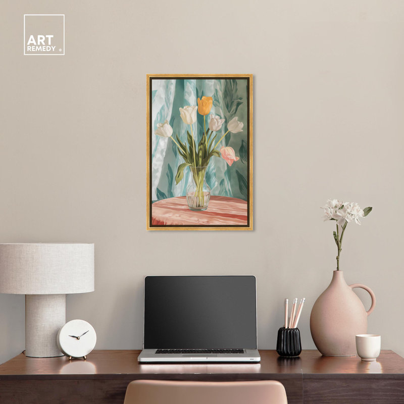 «Daisy Disparity», art floral pastel par Art Remedy, Cadre doré, H 16 po x l 11 po