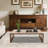 Zen Style Bamboo Low Floor Table, Foldable Rectangular Coffee Table for Tea and Meditation, Walnut Finish-1750493414
