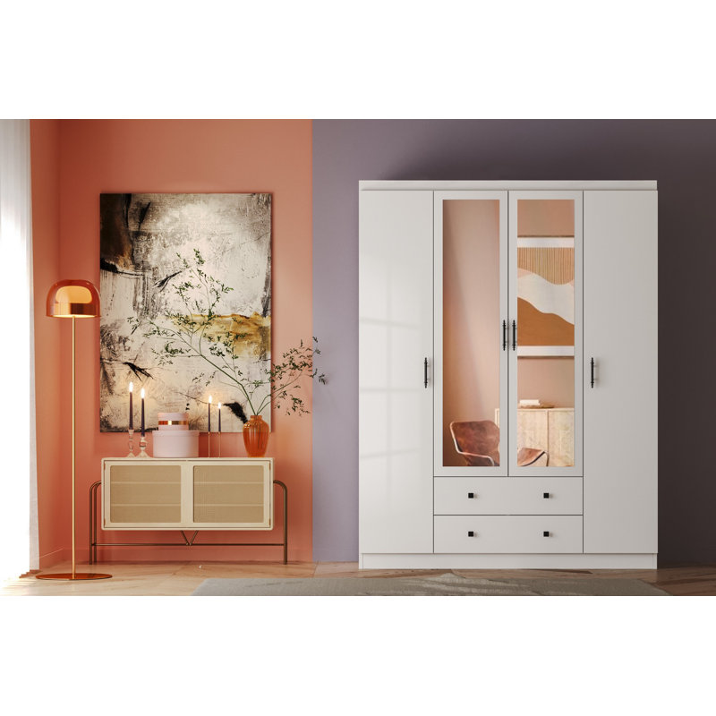 Berend 4 Door Manufactured Wood Wardrobe