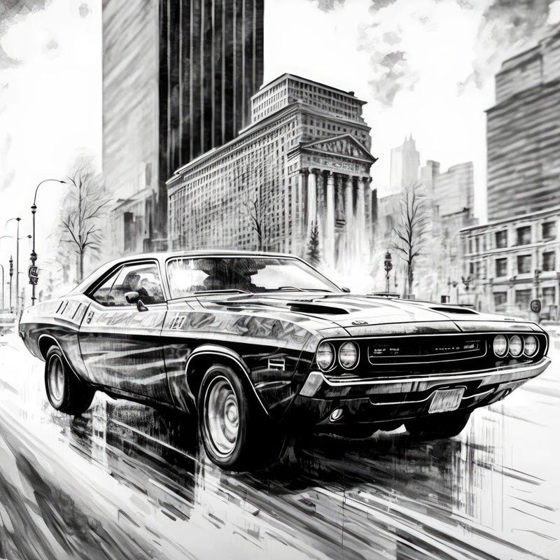 Dewayna Classic Dodge charger II - reproduction sur toile sans cadre, H 15 po x l 15 po x P 1,5 po
