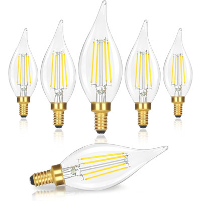 Ampoules candélabres à DEL E12, 40 W, paquet de 6, 4 ampoules à lumière variable de 400 W, lumière du jour, 5000 K, blanc