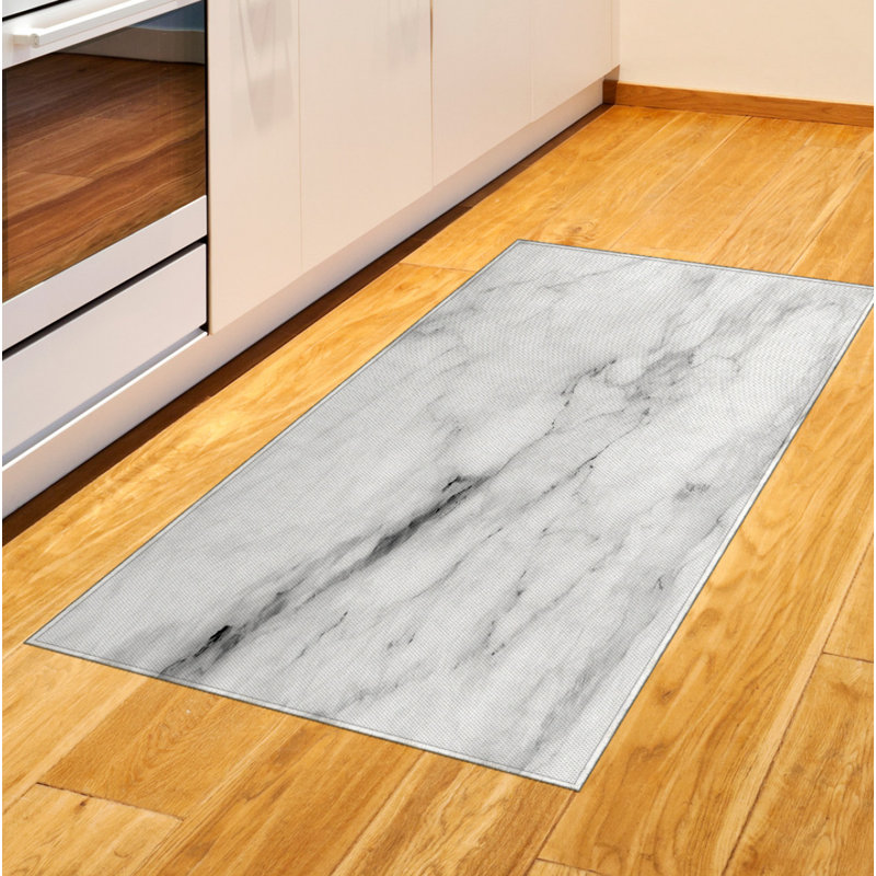 Marble Print High Density Long Fiber Poly Threads Decorative Area Rug Carpet, Rectangle 2'7" x 5'
