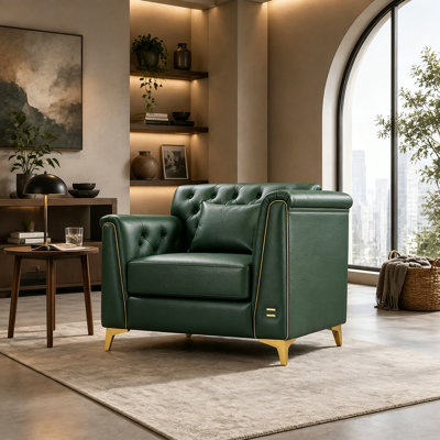 Canapé modulaire Chesterfield une place en similicuir vert