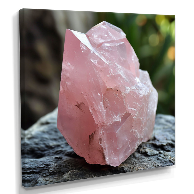 Rose Quartz Crystal Geode - Stone Geode Wall Art Print, Wrapped Canvas, 16" H x 16" W x 1" D