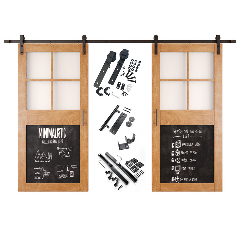 Portes de grange non assemblées et finies de style tableau noir de 40 po x 84 po Homacer Early American, 40 po x 84 po