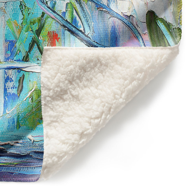 Couverture de sherpa blanc marguerites doux, l 68 po x L 80 po