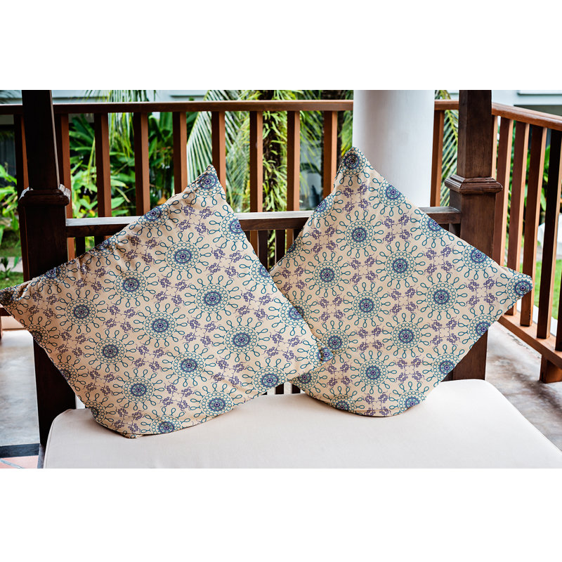 Coussin décoratif intérieur / extérieur en polyester Polyfill, Automne bleu, 16 po x 16 po