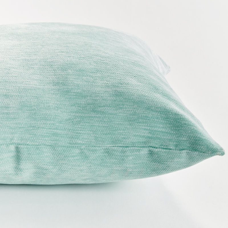 Suri Polyester Indoor/Outdoor Pillow Cover & Insert, Square, Seafoam/White, 24"H x 24"W