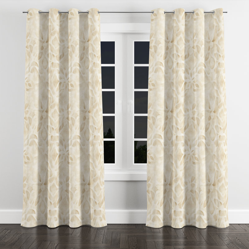 Boho Window curtains - Moroccan Bahram Grommet Curtain - 1 Panel, 52" W x 95" L, Silver Grommets