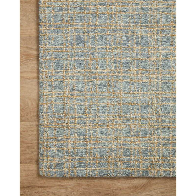 Chris Loves Julia x Loloi Polly Checkered Hand-tufted Blue/Sand Area Rug, Rectangle 5' x 7'6"