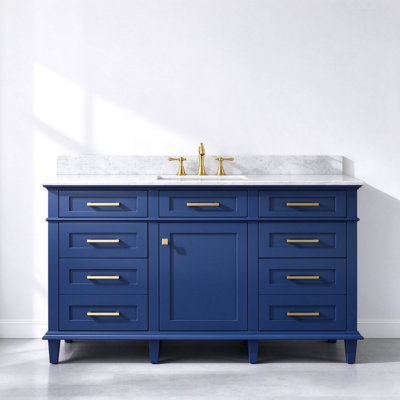 Mallery 60 " W Freestanding Standard 1 Single Vanity Bathroom Vanity With Marble Top