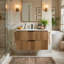 Meuble-lavabo flottant moderne 36 po avec lavabo intégré en céramique, panneau de fibres à densité moyenne 3D et tiroirs à fermeture en douceur, chêne doré-1839894580