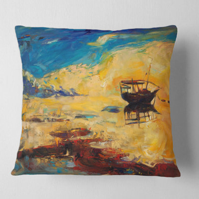Boat at the Ocean Horizon During Sunset Square Pillow Cover & Insert