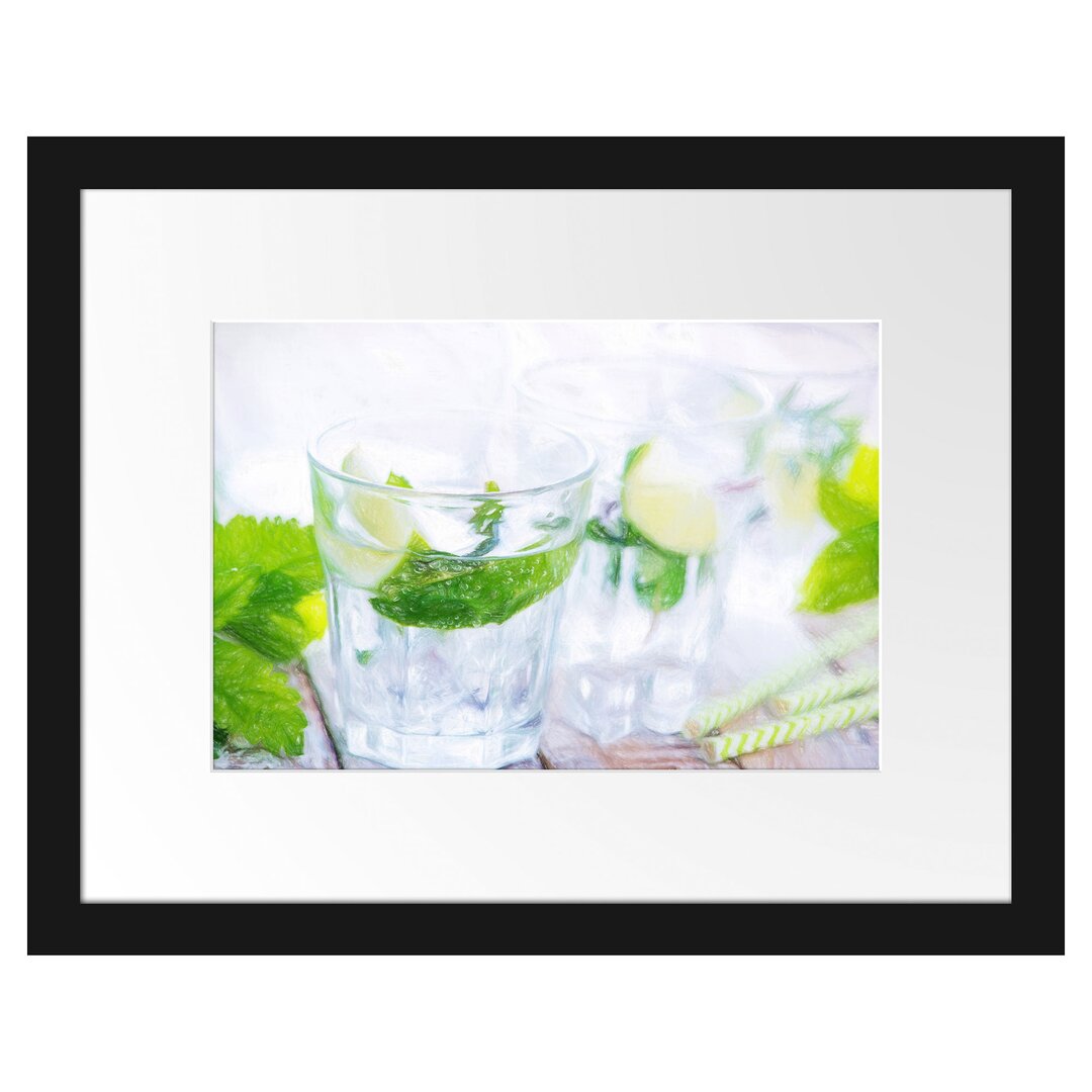 Gerahmtes Poster Mojito-Gläser mit Minze