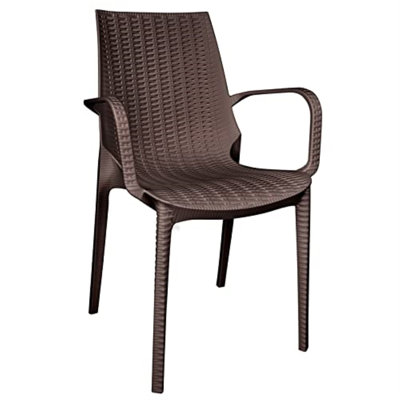 Chaise de patio Latissia - Fauteuil de salle à manger pour l'intérieur et l'extérieur, chaise de cuisine empilable, siège de jardin léger