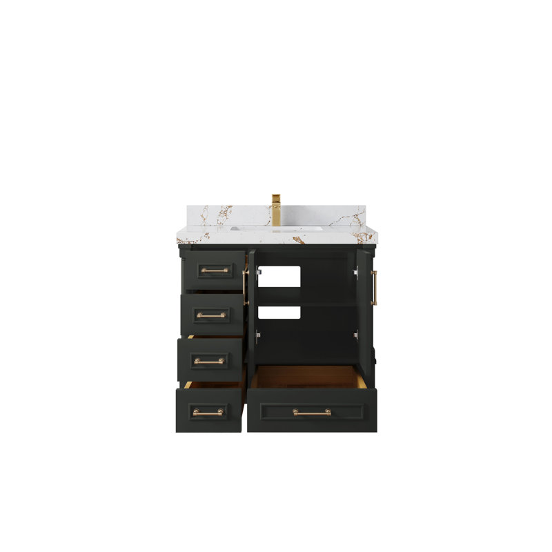 Aberdeen 36'' Single Bathroom Vanity with Top, Viola Brown