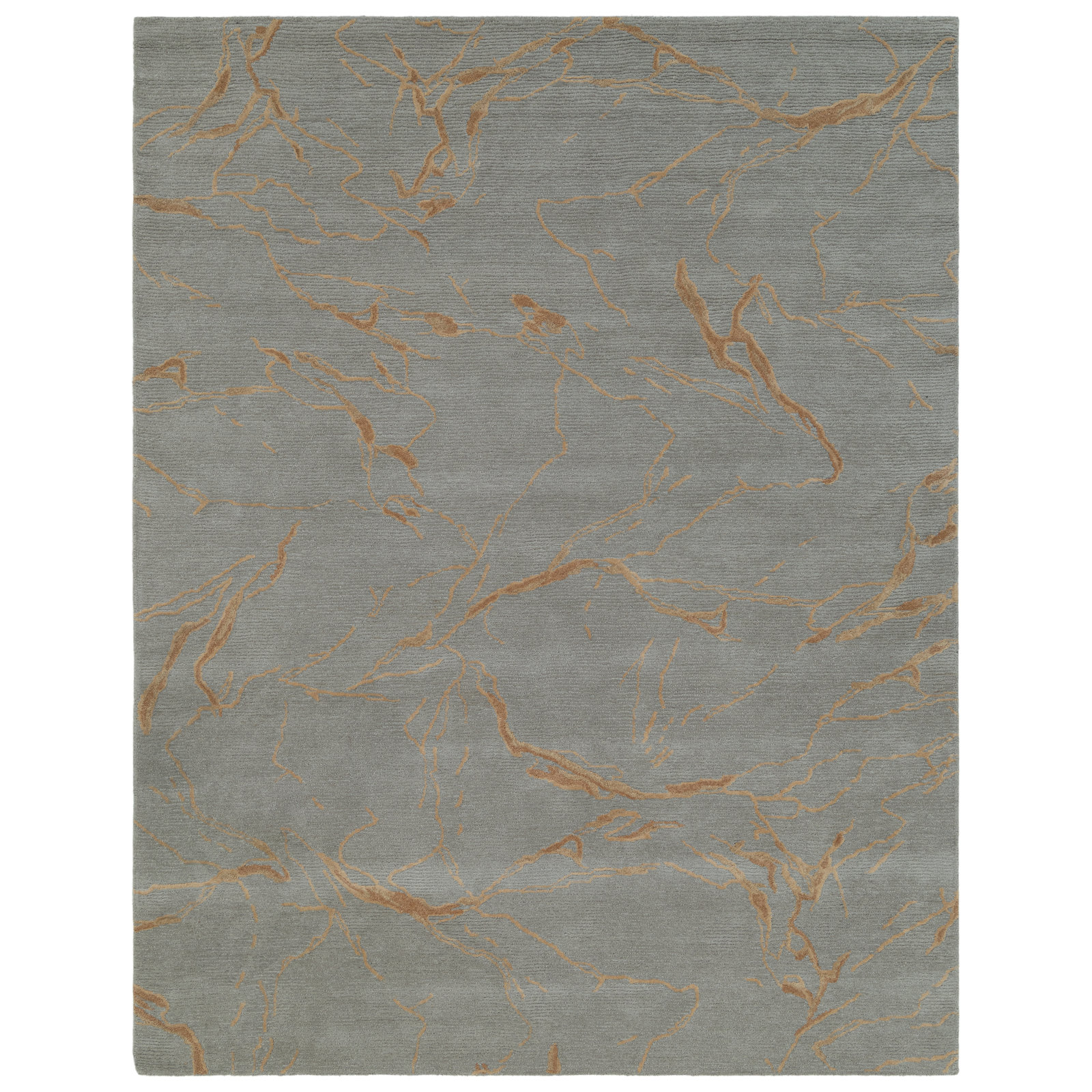 Hand-Tufted Abstract Wool Rug, Rectangle 7'9" x 9'9", Blue