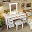 Bureau de coiffeuse 7 tiroirs avec miroir, lumières et tabouret-142249729
