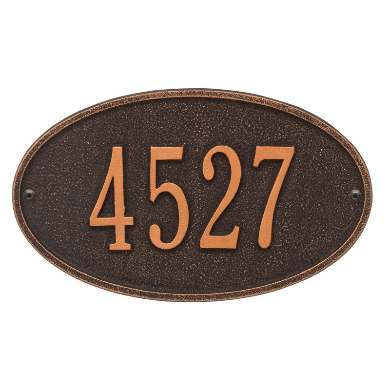 Plaque d'adresse murale ovale 1 ligne, Bronze huilé, Oui