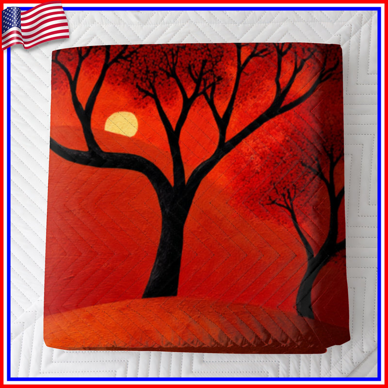 Couvre-lit matelassé Red Autumn Trees toutes tailles, Grand lit