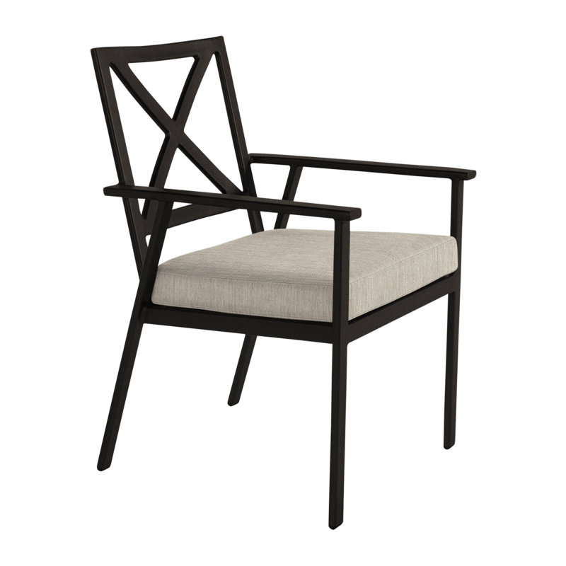 Marin Outdoor Dining Armchair, Carbon Black, Sash Denim