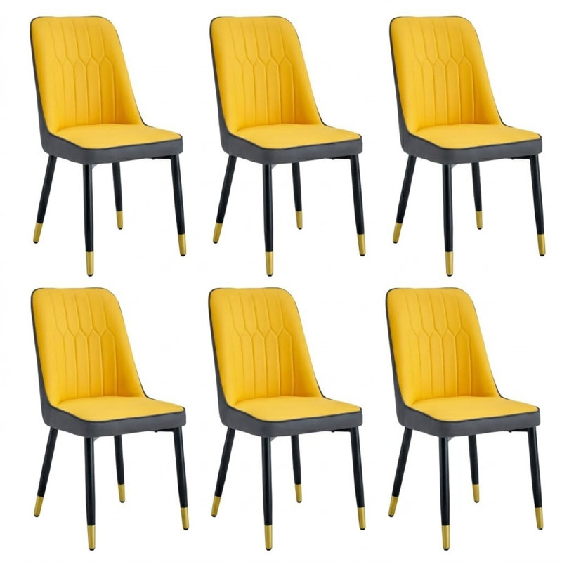 Faux Leather Upholstered Solid Back Side Chair, Orange/Dark Gray