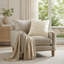 Housse de coussin décorative brodée en mélange de lin et coton
