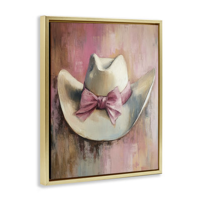 Cowgirl Hat with Bow over Pink Floating Frame, design by Petal Prints Design